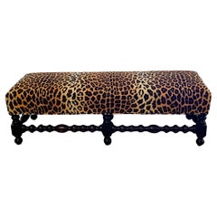 Moviestar Faux Leopard Antique Barley Twist Bench