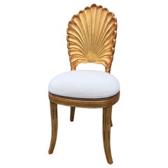 Moviestar Glam Carved Giltwood Italian Shell Motife Side Chair