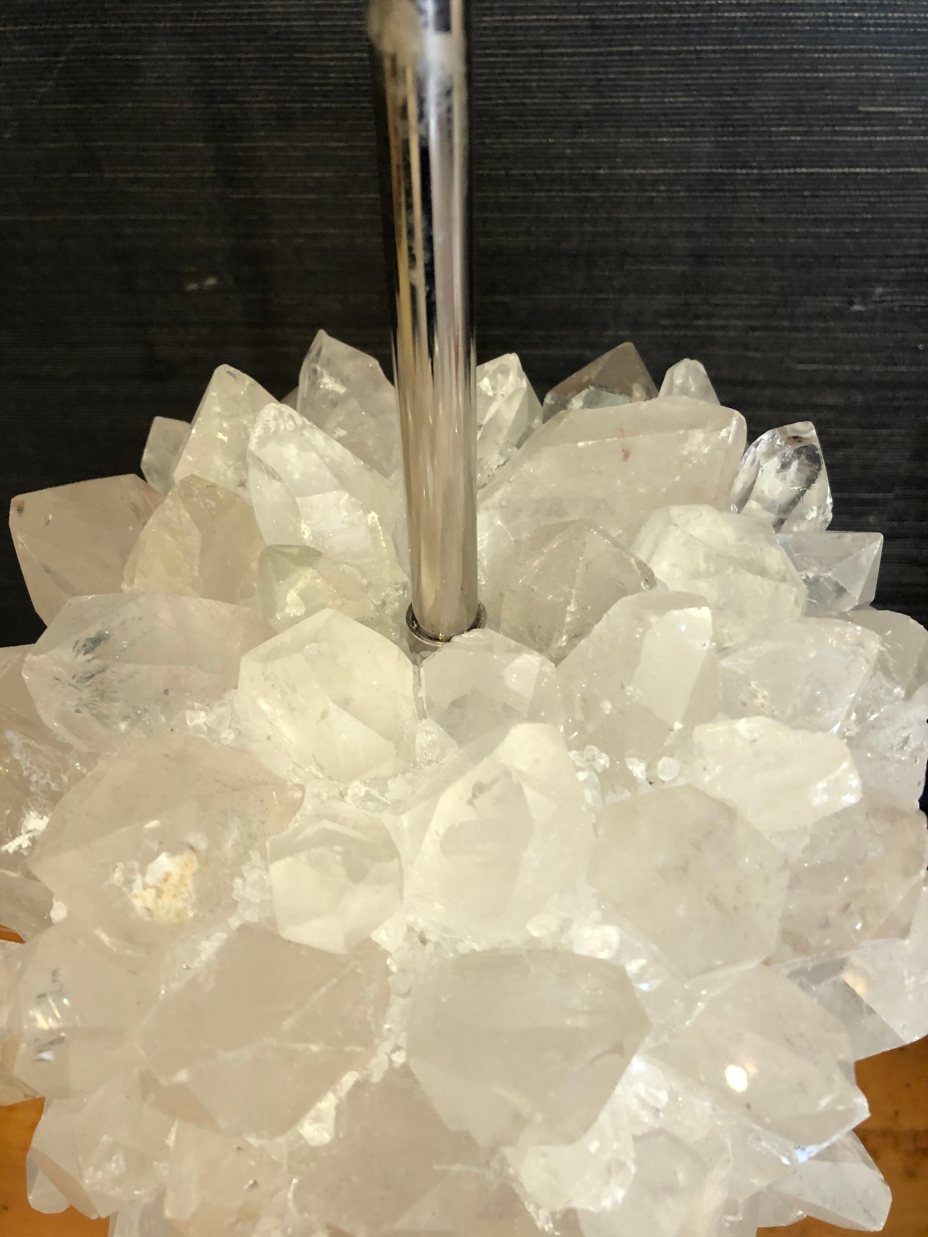 Quartz Moviestar Glam Custom Made Rock Crystal and Lucite Table Lamp