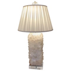 Moviestar Glam Custom Made Rock Crystal and Lucite Table Lamp