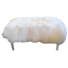 Moviestar Glam Mongolian Lamb and Lucite Bench