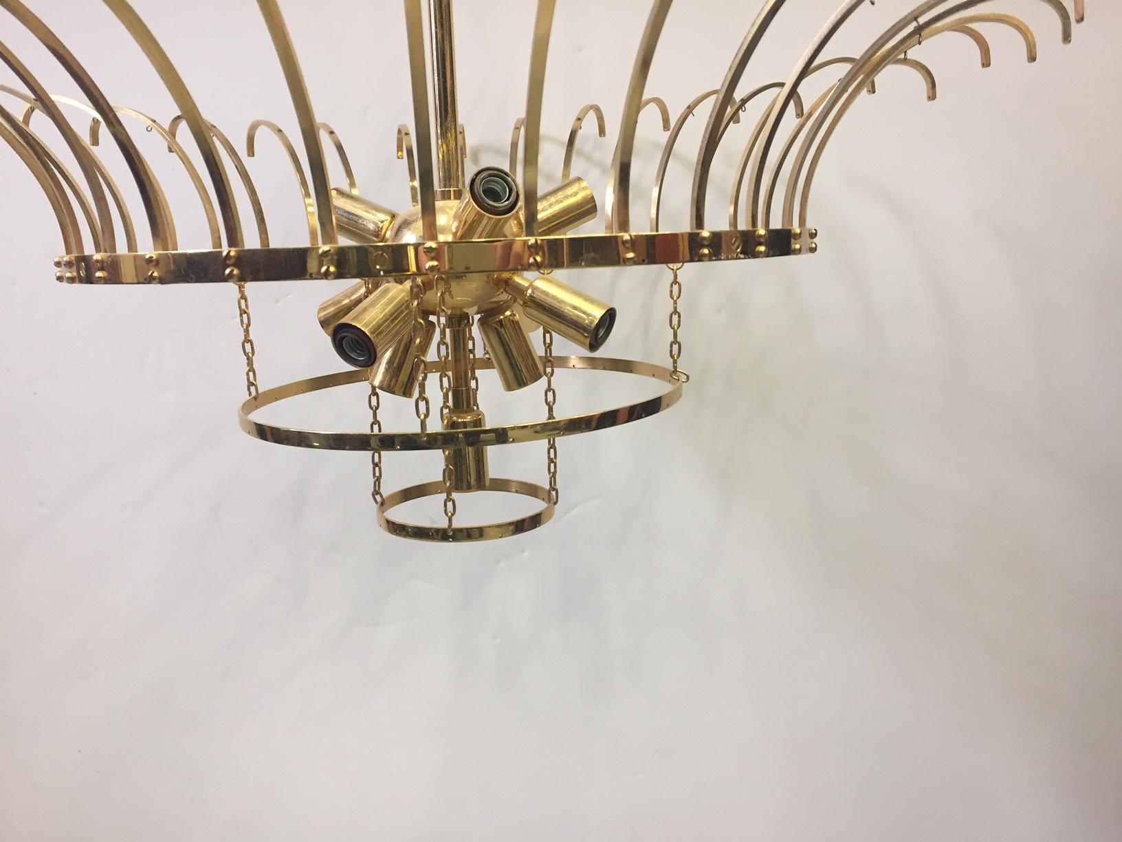 Late 20th Century Moviestar Glam Multi Tiered Mid-Century Modern Crystal Chandelier For Sale