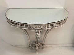 Moviestar Glamorous 1920s French Hand Carved Demilune Console Table