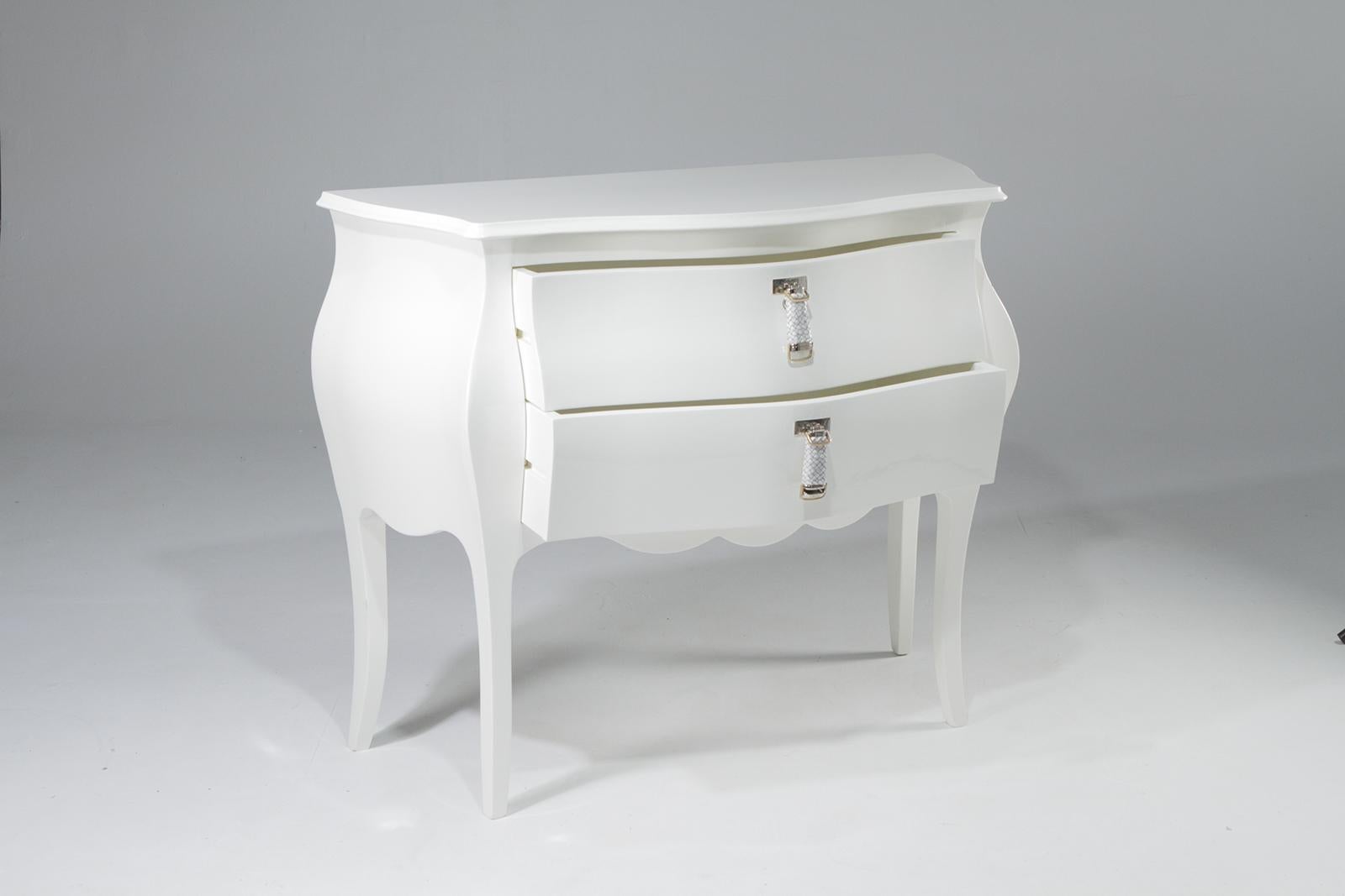 Wood Movie Star Glamourous White Lacquer Commode by Fendi