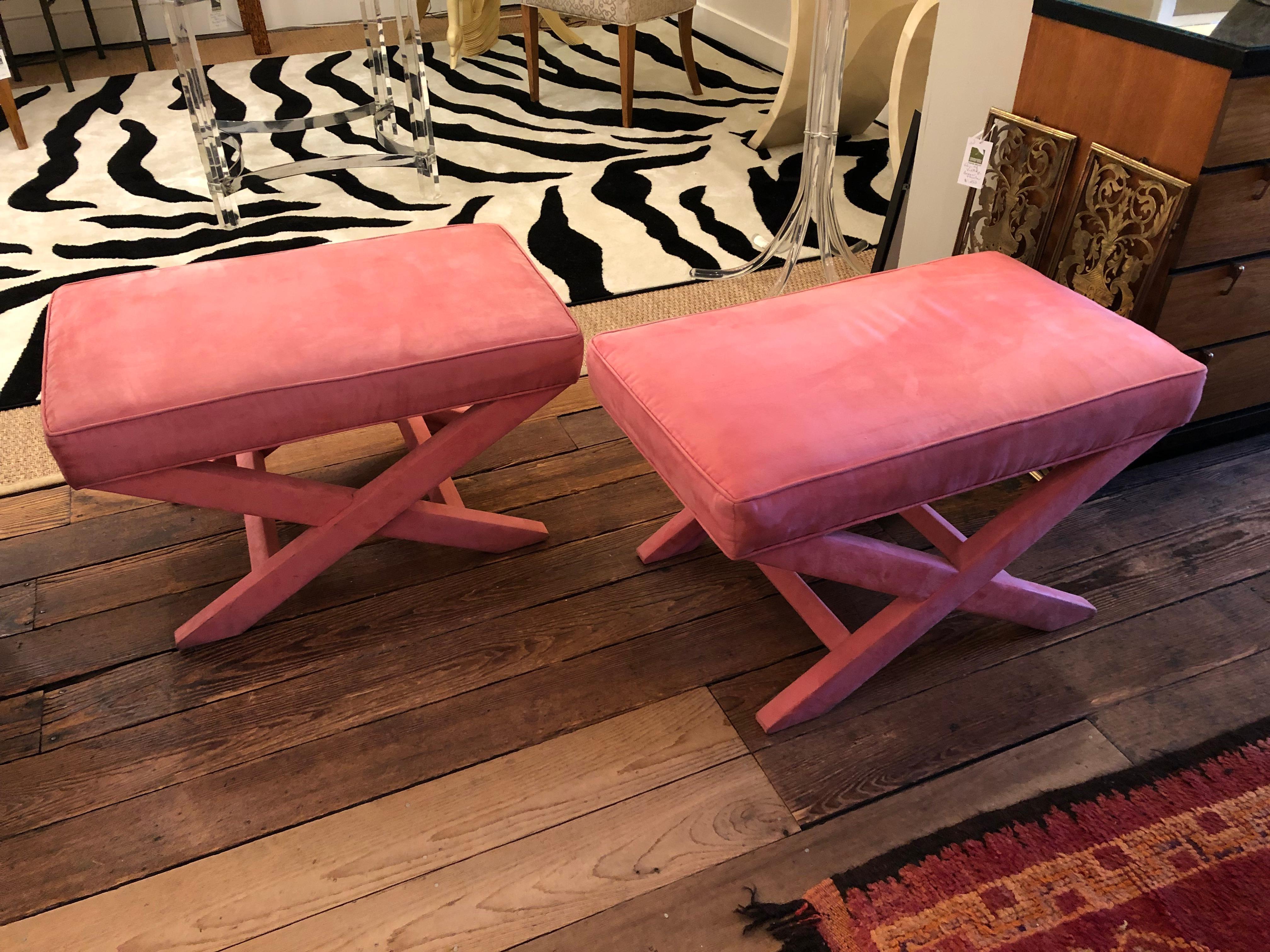 Moviestar Hot Pink Ultra Suede Billy Baldwin Inspired Benches 5
