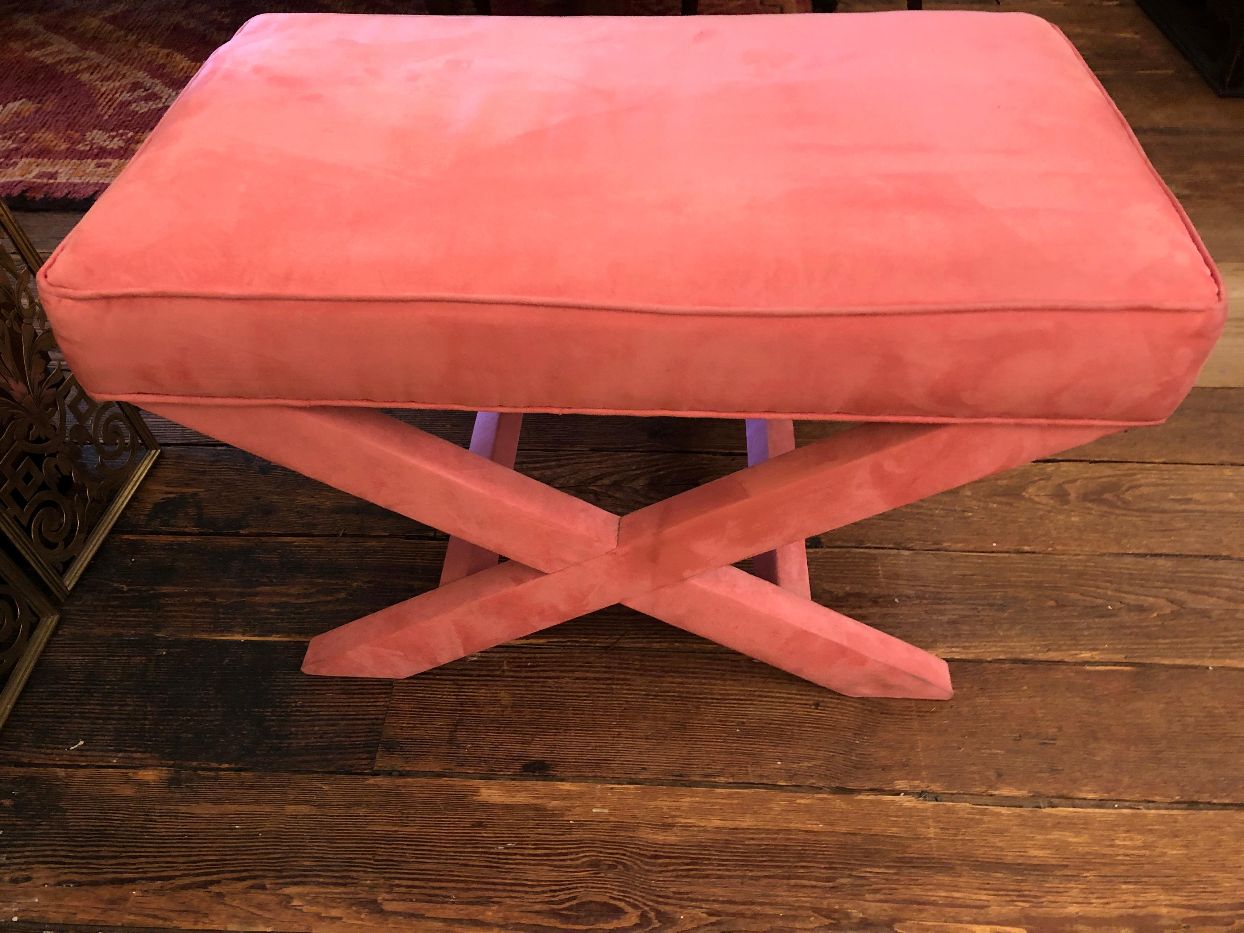 Mid-Century Modern Moviestar Hot Pink Ultra Suede Billy Baldwin Inspired Benches
