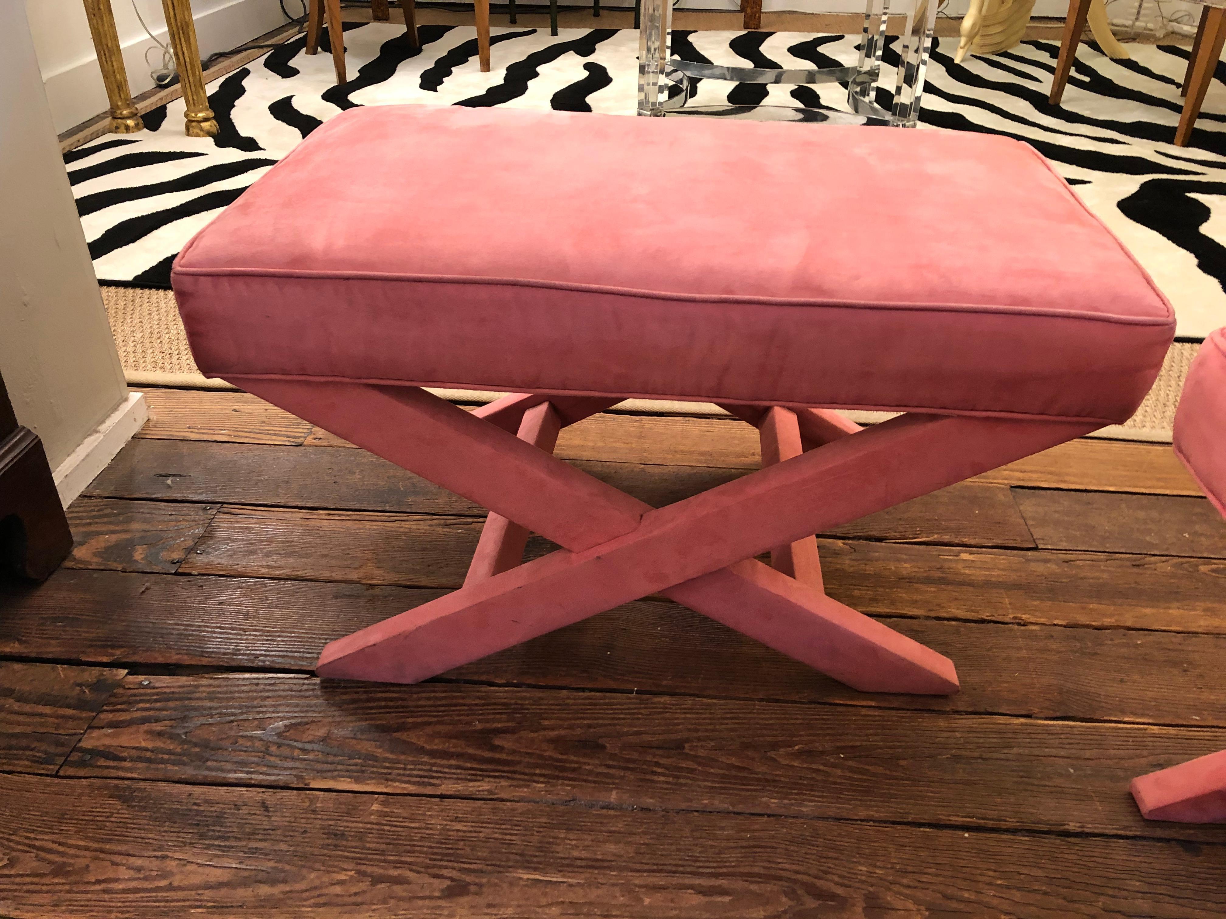 American Moviestar Hot Pink Ultra Suede Billy Baldwin Inspired Benches