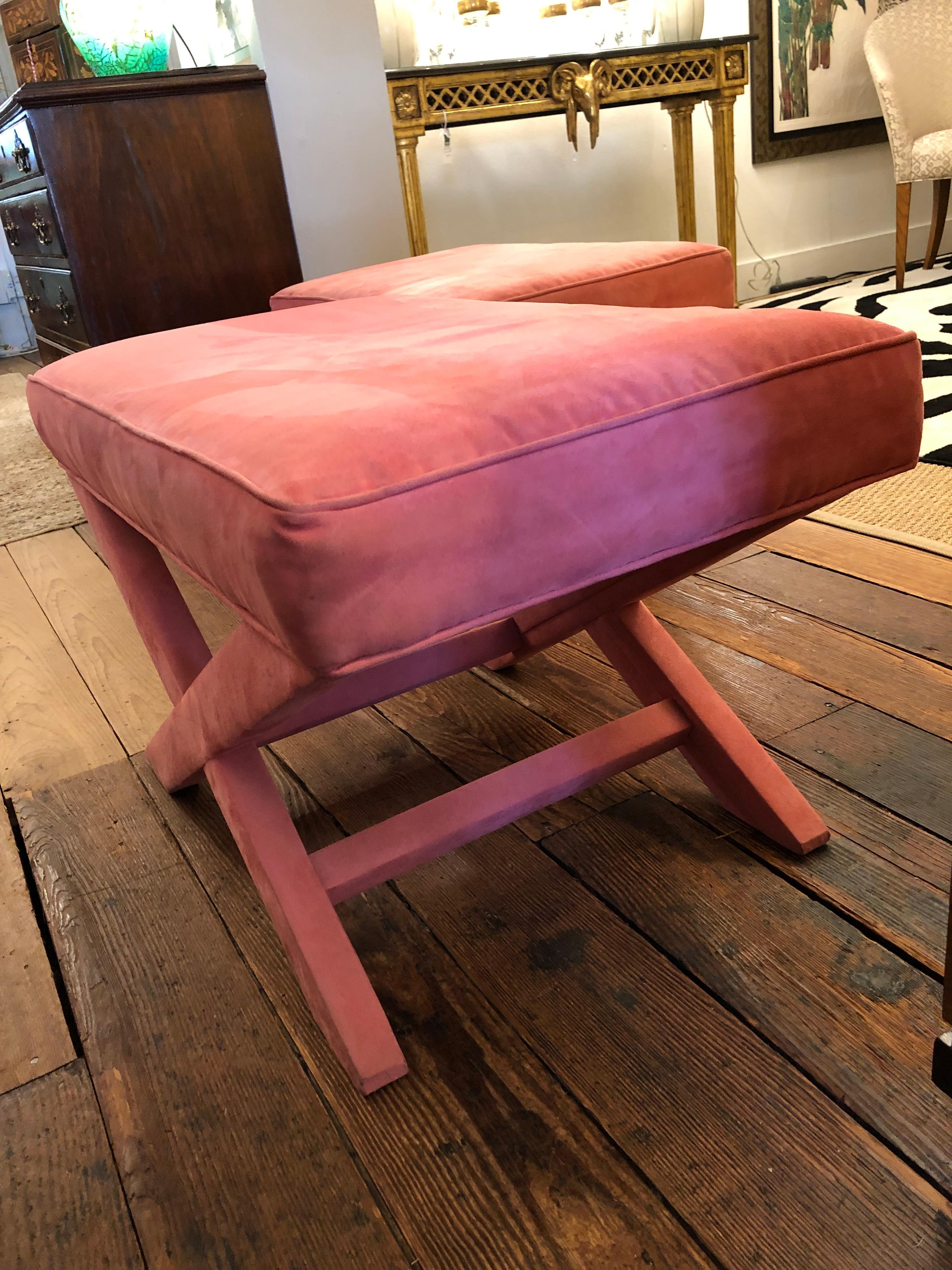 Moviestar Hot Pink Ultra Suede Billy Baldwin Inspired Benches 2