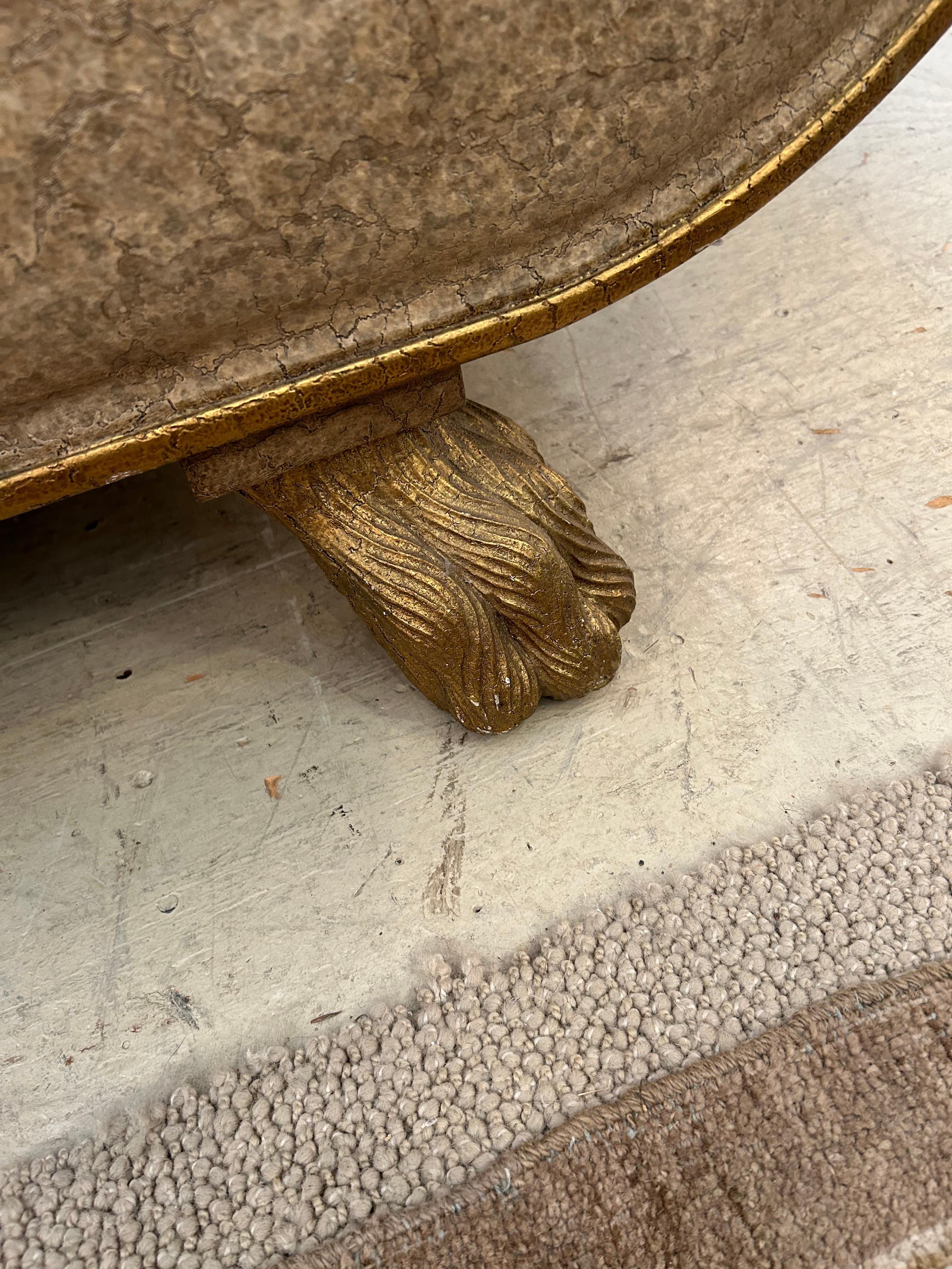 Mid-20th Century Moviestar Sumptuous Tufted Velvet Gilded Neoclassical Style Chaise Longue For Sale