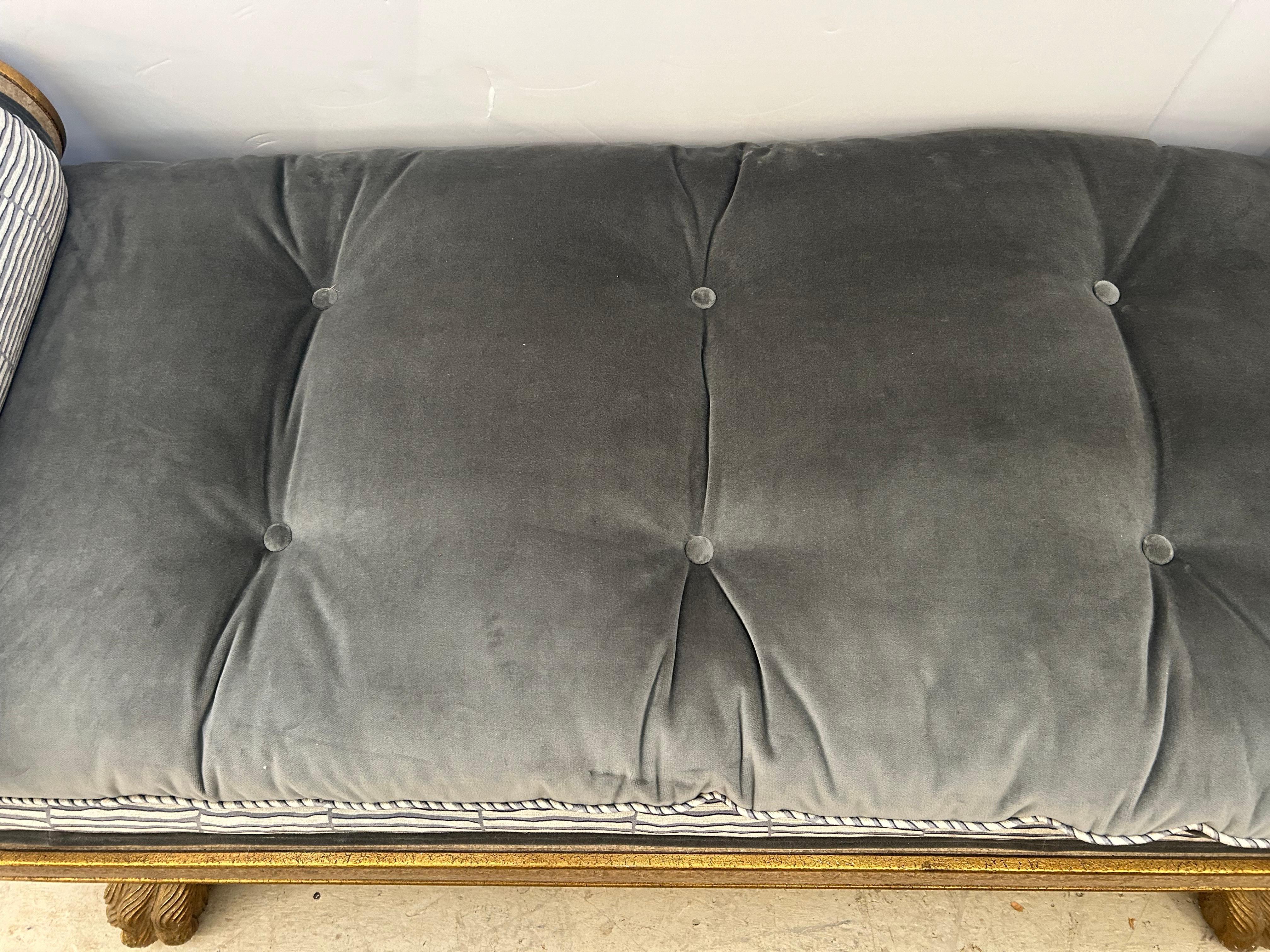 Moviestar Sumptuous Tufted Velvet Gilded Neoclassical Style Chaise Longue For Sale 2