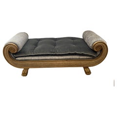 Moviestar Sumptuous Tufted Velvet Gilded Neoclassical Style Chaise Longue