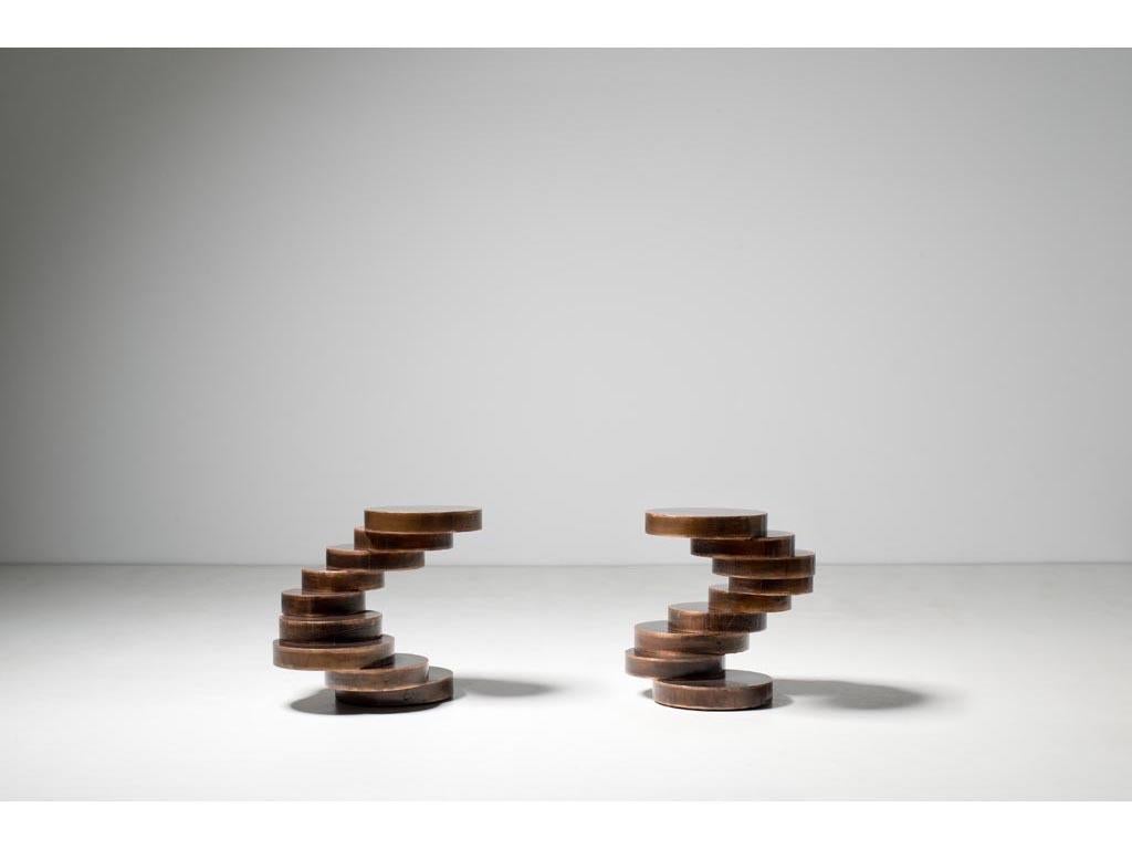 Italian Movimento III Pedestal Table in Fondente Copper by Mauro Mori Studio For Sale
