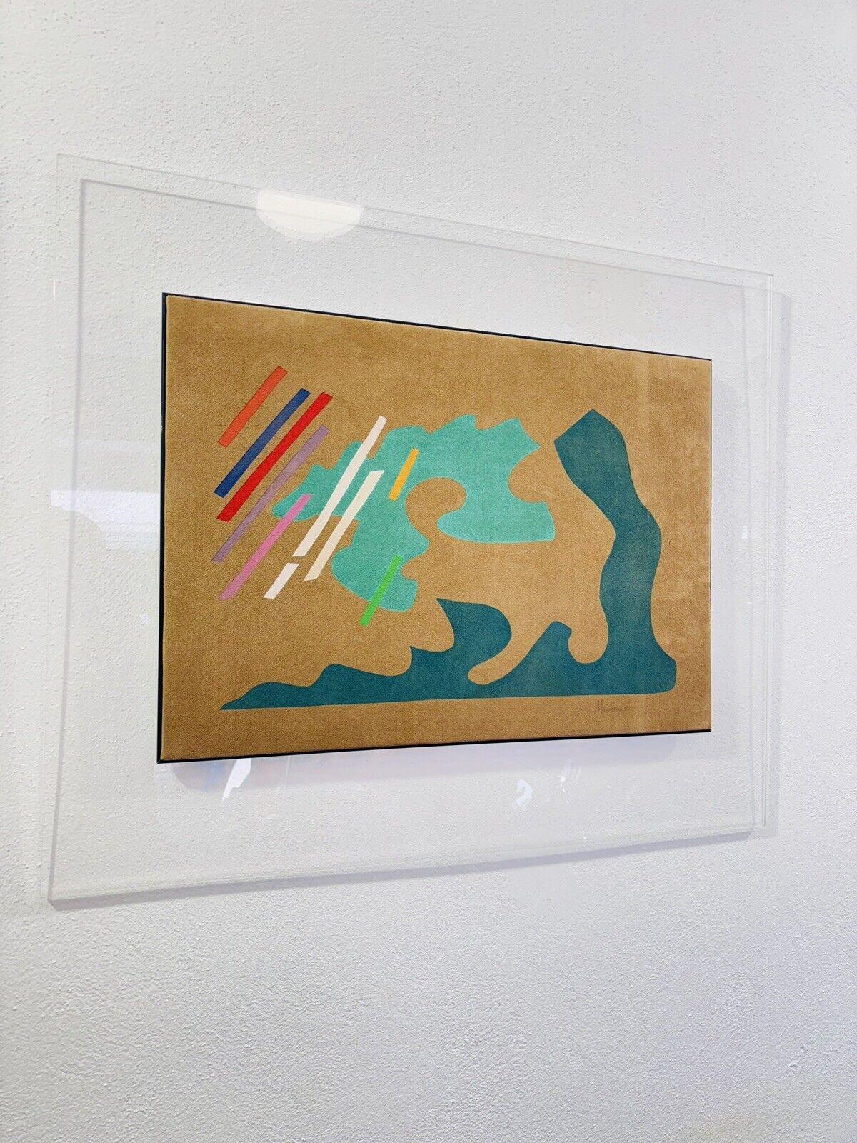 1970s- Very rare painting with Abstract style made on Alcantara fabric with Plexiglass frame, represents the pictorial movements of 'abstractionism.

Name of the Work 