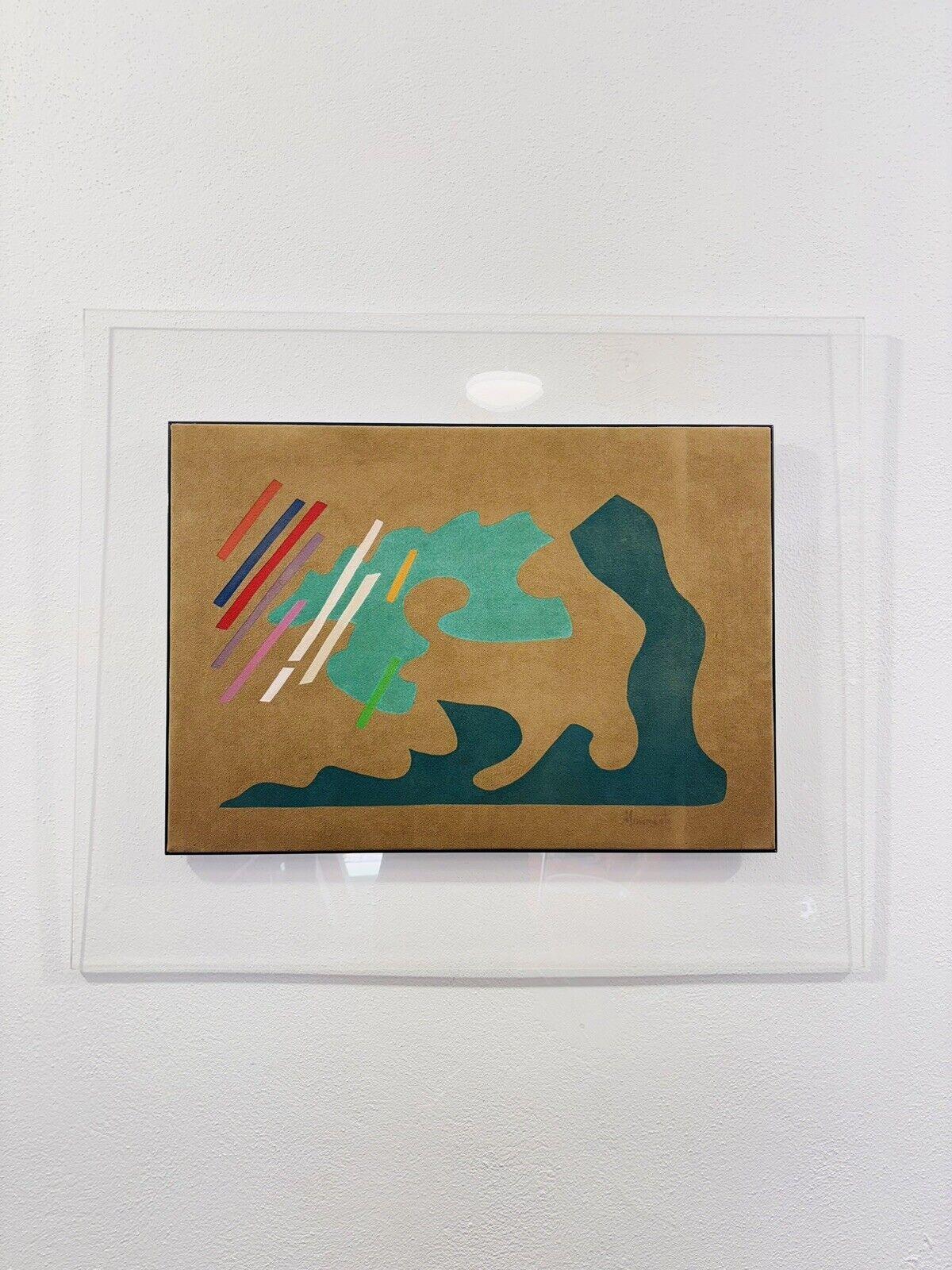 Italian Motion Picture Opera Canvas In Alcantara & Plexiglass Abstract Art Design 1970's For Sale