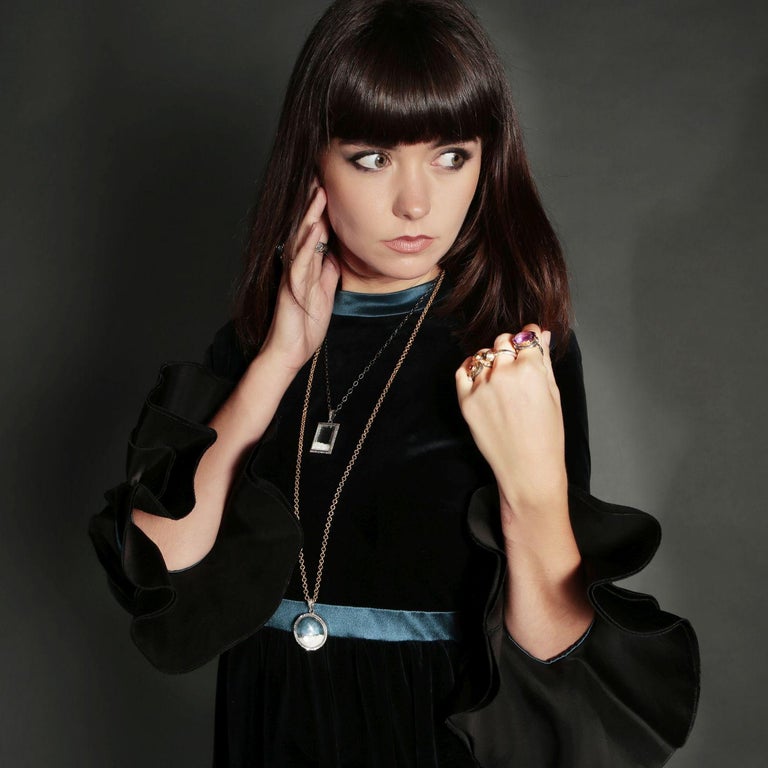 Moving Diamond Charm Pendant at 1stDibs | moving diamond necklace