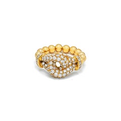 Moving Golden Balls Ring Set with Diamonds in 18k Gold