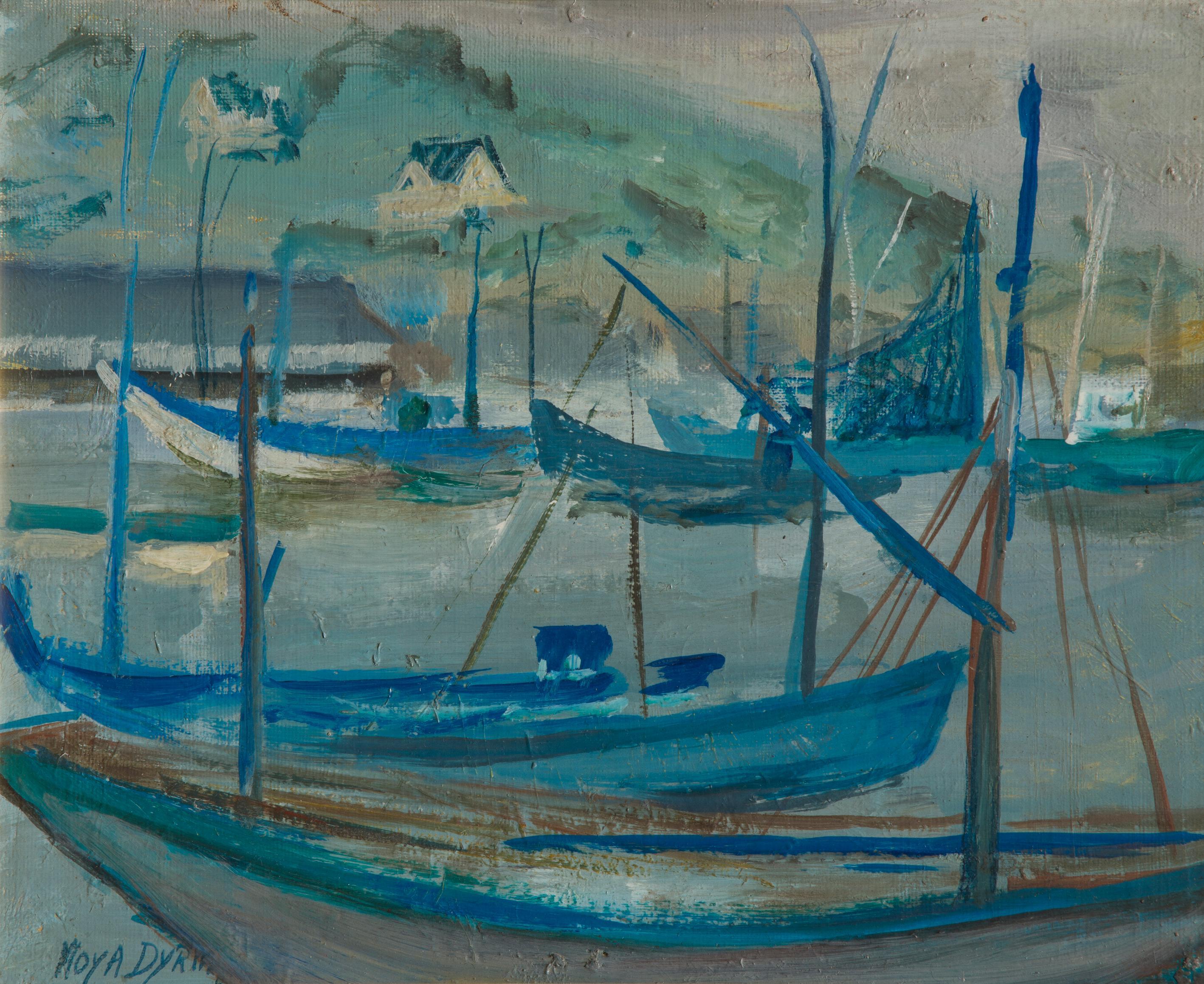 Peinture française moderne signée Marine - Moderne Painting par Moya Dyring