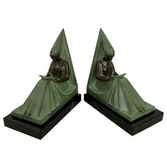 Moyen Age Original Max Le Verrier Art Deco Style Bookends