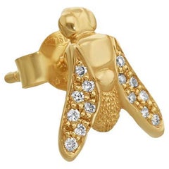 Orecchino individuale Moyen & Golden Fly con Demi Pavé
