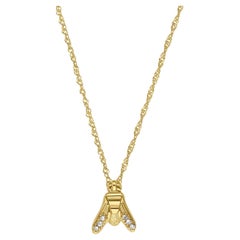 midi FLY Essential Necklace in 18K Yellow Gold with Half Pavé Diamonds