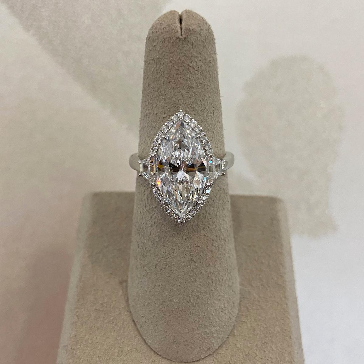 Moyer Collection 5.02ct Marquise Cut Diamond Engagement Ring in Platinum In New Condition In Carmel, IN