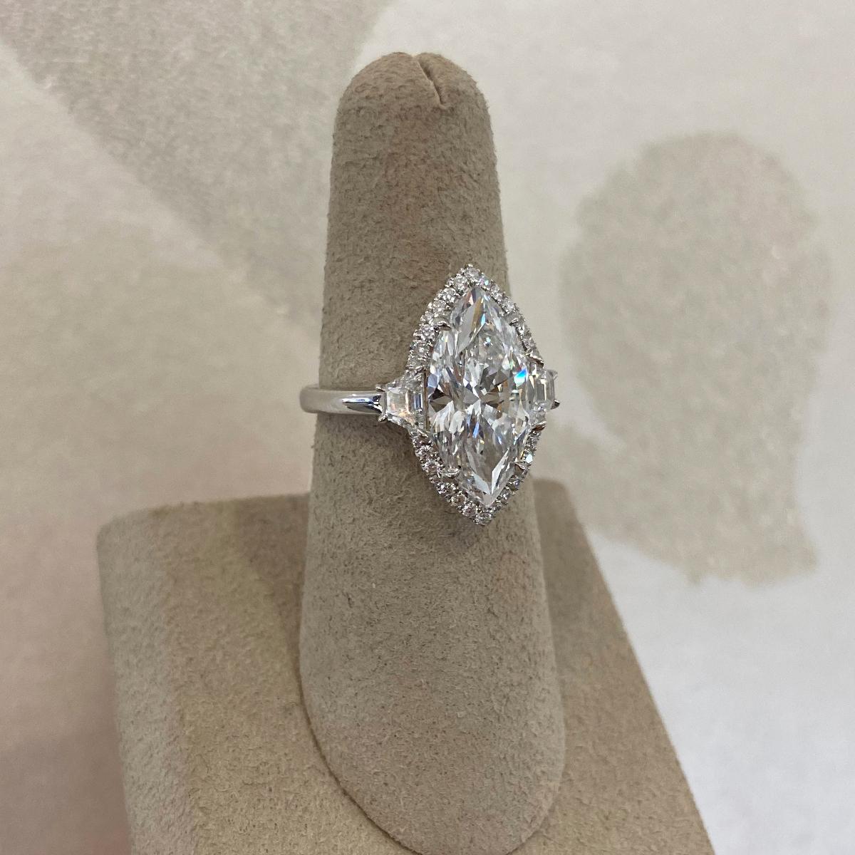 Women's or Men's Moyer Collection 5.02ct Marquise Cut Diamond Engagement Ring in Platinum