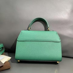 Moynat Green Grained Taurillon Leather Réjane BB Top Handle Bag Gold Hardwa