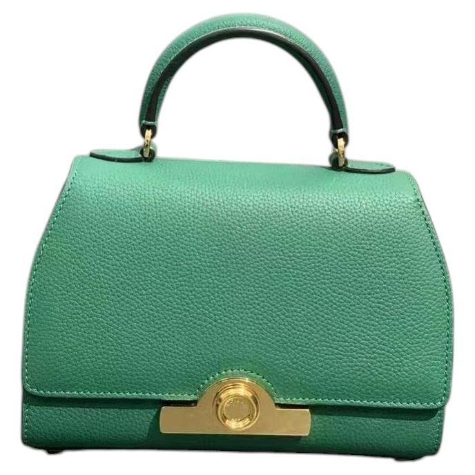 Pre-owned Moynat Green Grained Taurillon Leather Réjane Bb Top Handle Bag Gold Hardwa