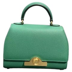 Moynat Green Grained Taurillon Leather Réjane BB Top Handle Bag Gold Hardwa