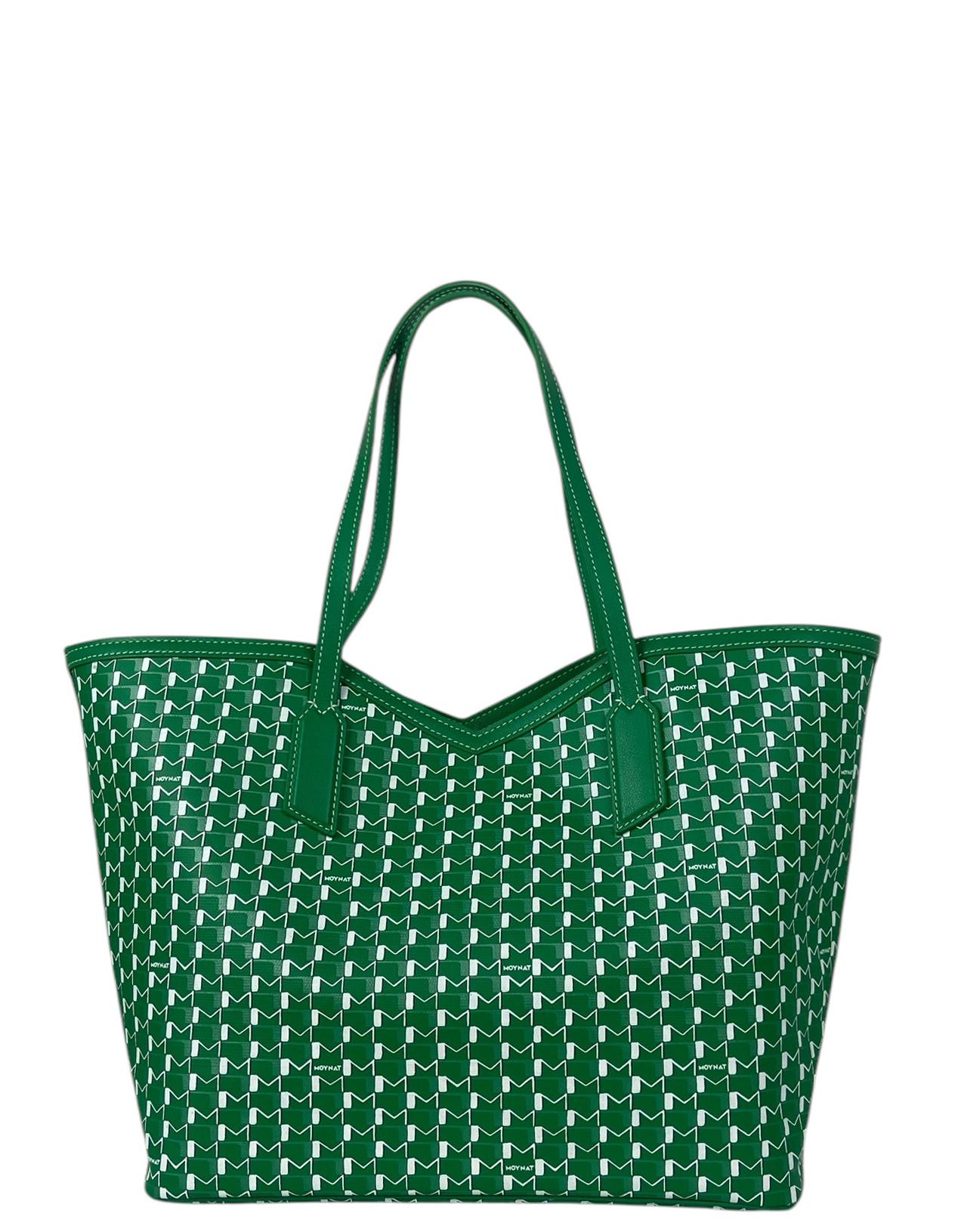 Blue Moynat Green/White Monogram Canvas M GM Tote Bag w/ Insert