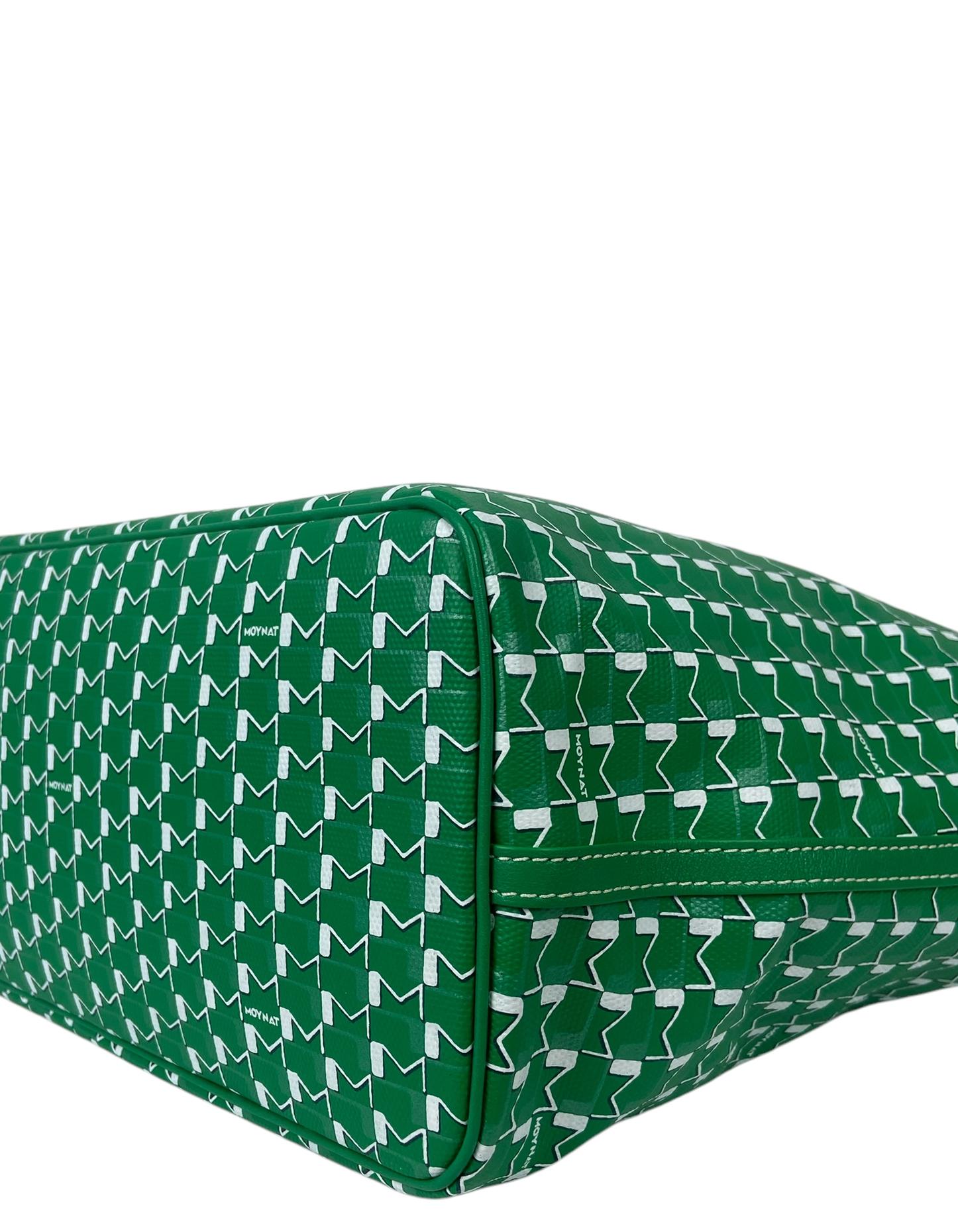 Women's Moynat Green/White Monogram Canvas M GM Tote Bag w/ Insert