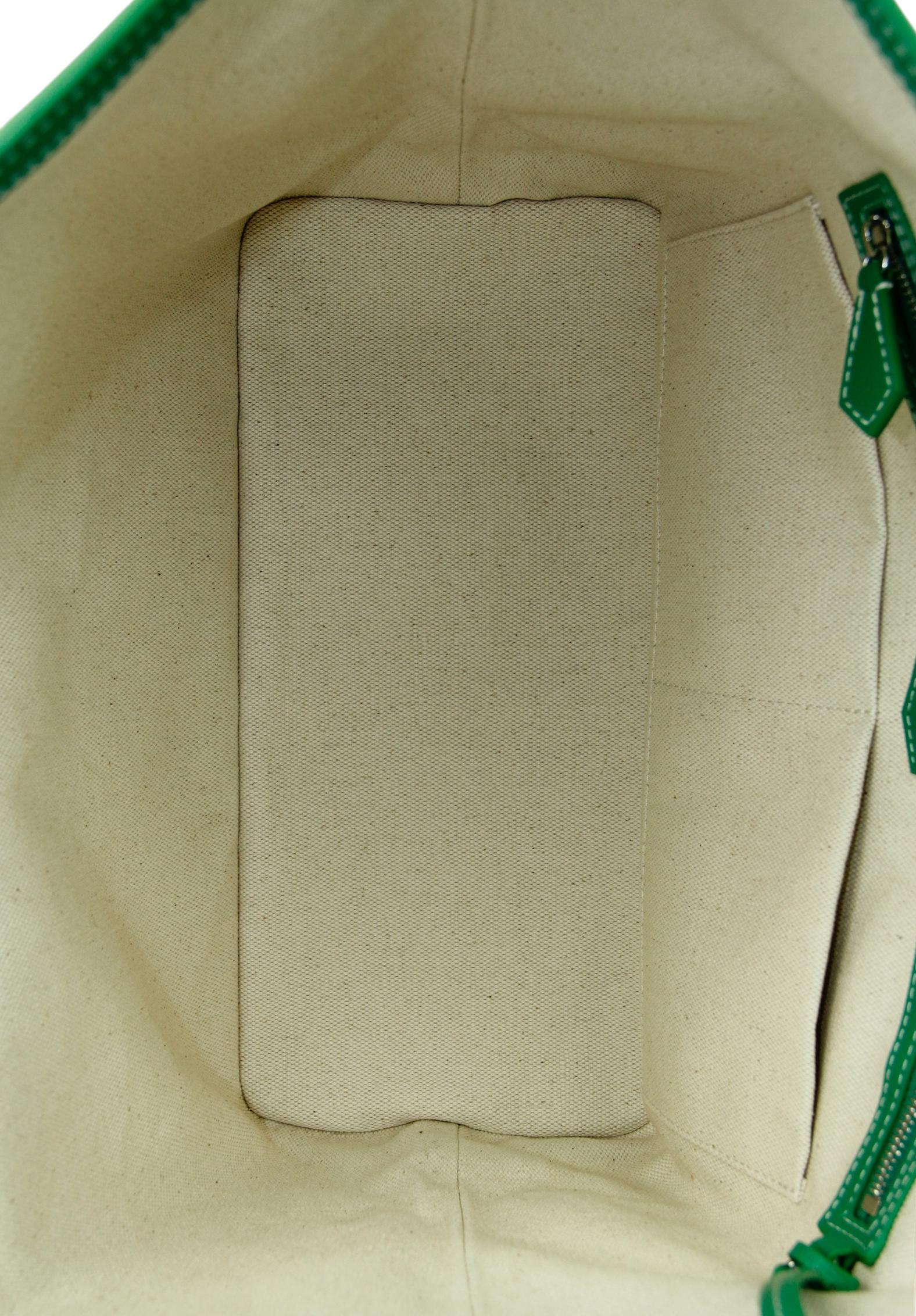 Moynat Green/White Monogram Canvas M GM Tote Bag w/ Insert 2