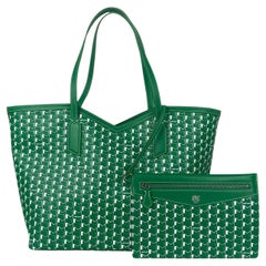 Moynat Green/White Monogram Canvas M GM Tote Bag w/ Insert