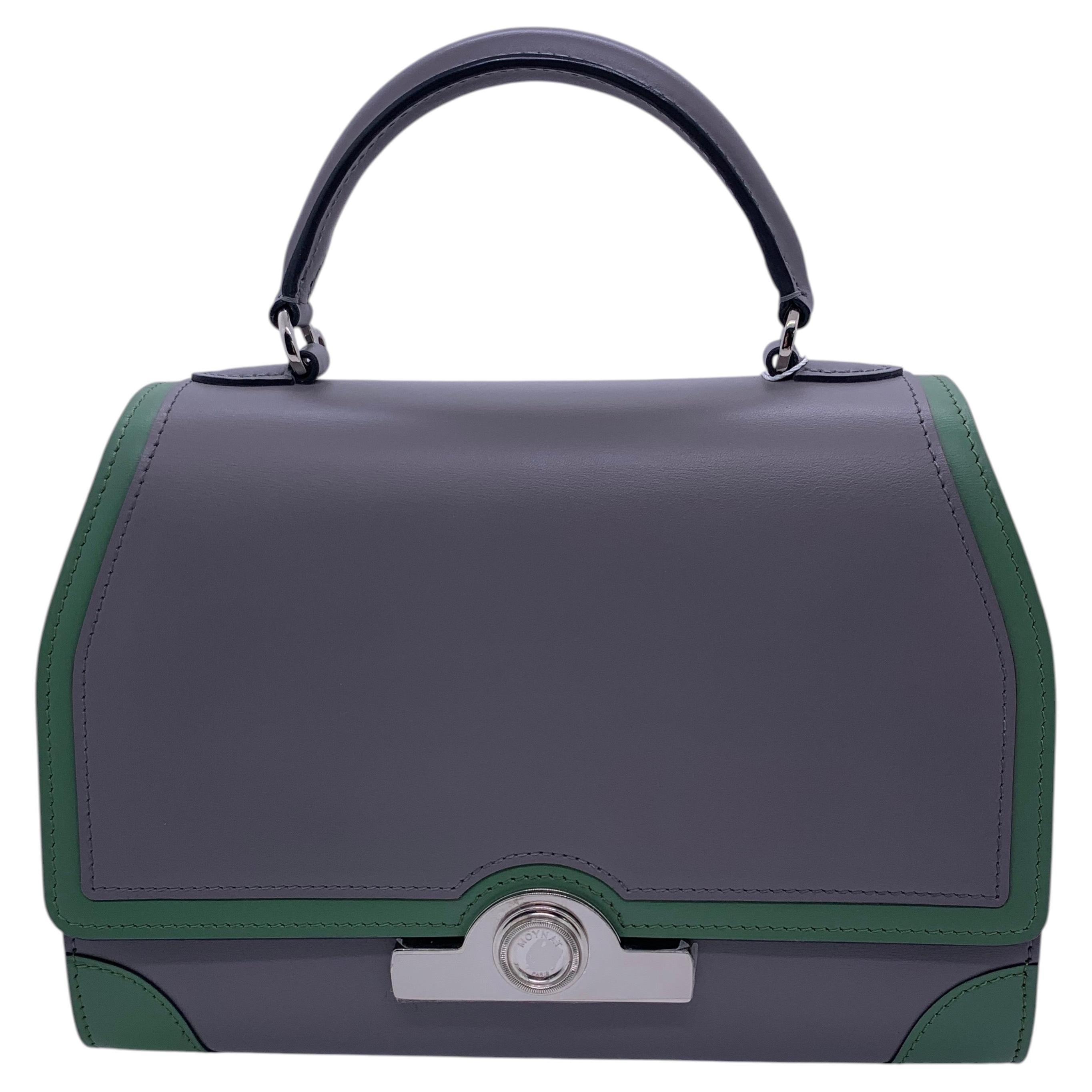 Moynat Limited Edition Bi-Color Smooth Leather Réjane Top Handle Bag For Sale