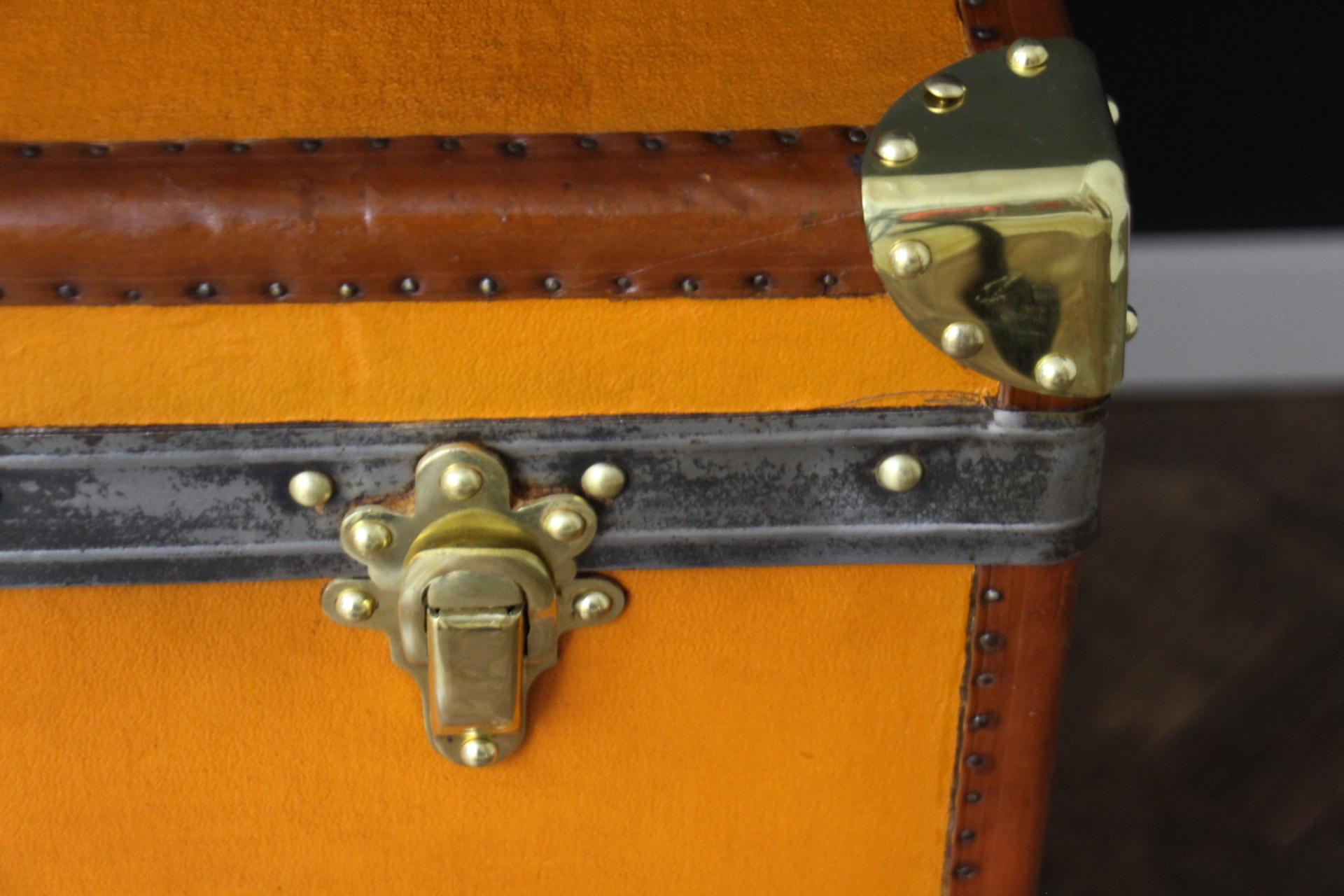 Moynat Orange Trunk, Moynat Steamer Trunk, Moynat Hat Trunk, Moynat Luggage 2