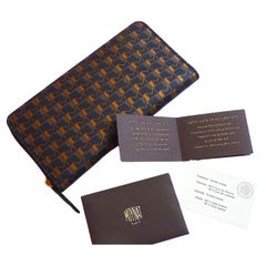 Moynat Paris Charcoal and Gold Logo Canvas Wallet