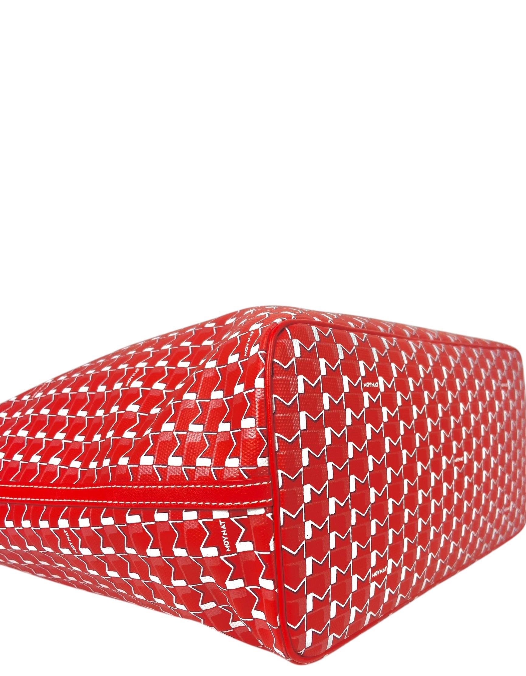 Donna Moynat Red/White Canvas Monogram M MM Tote Bag w/ Insert