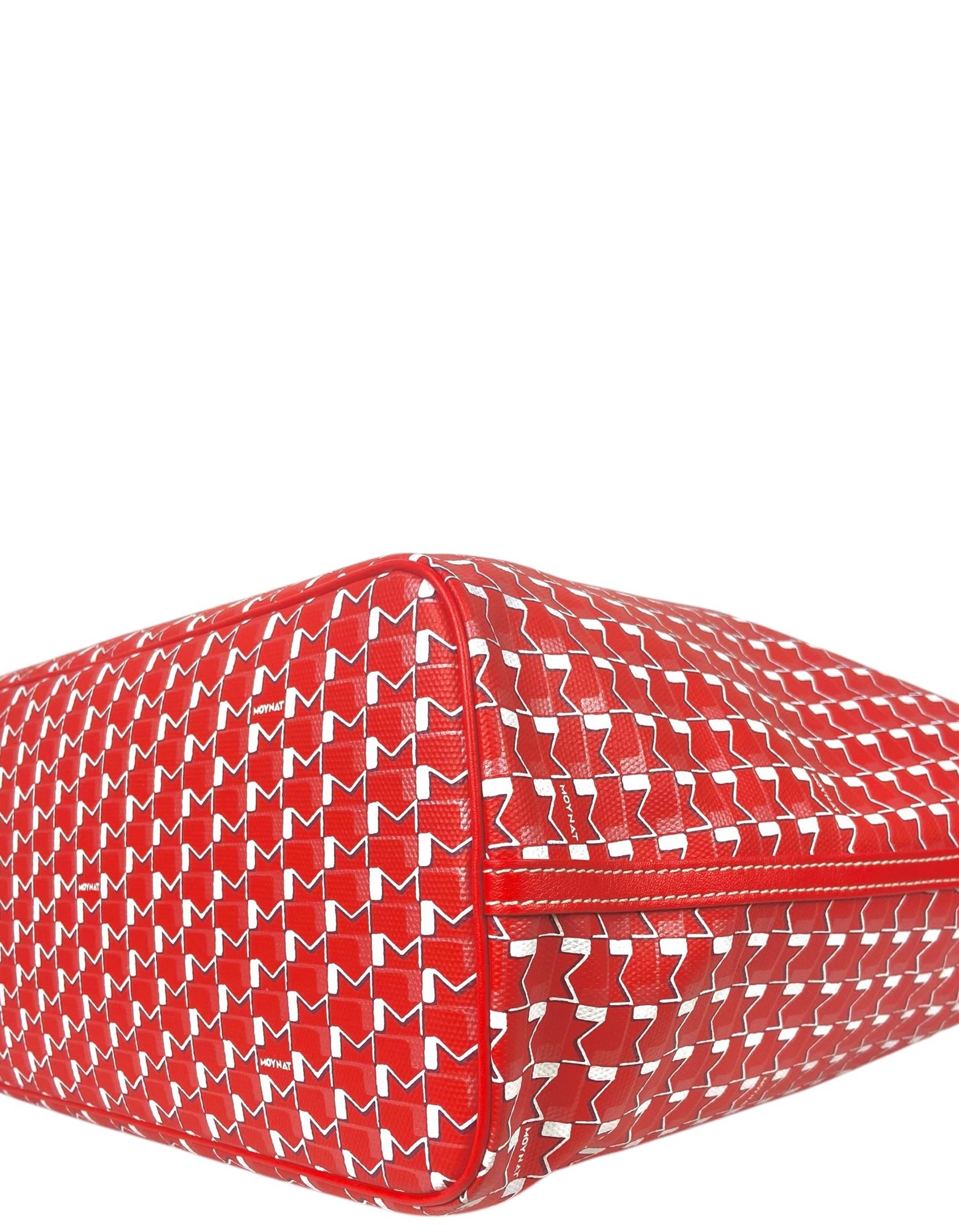 Moynat Red/White Canvas Monogram M MM Tote Bag w/ Insert 1
