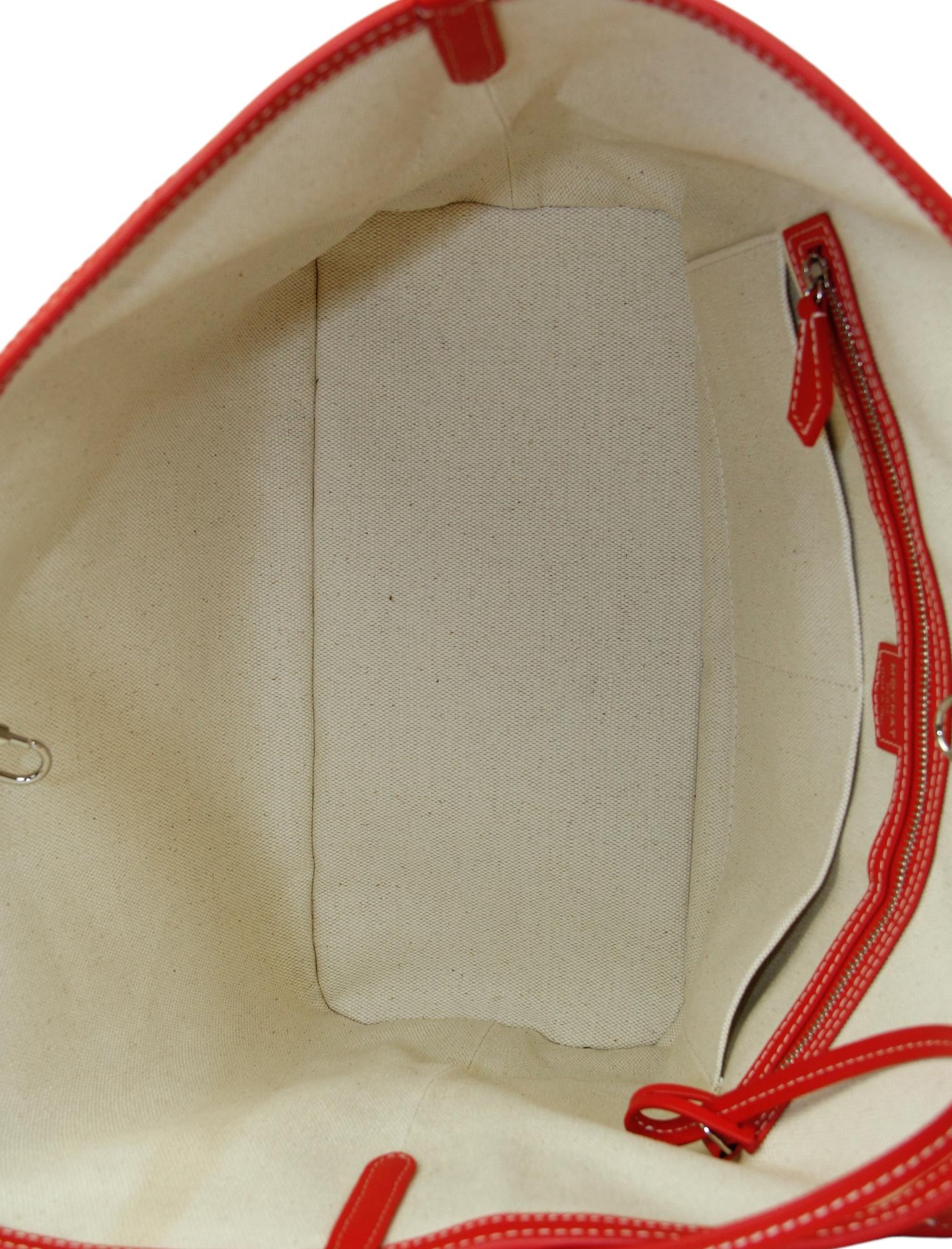 Moynat Red/White Canvas Monogram M MM Tote Bag w/ Insert 2