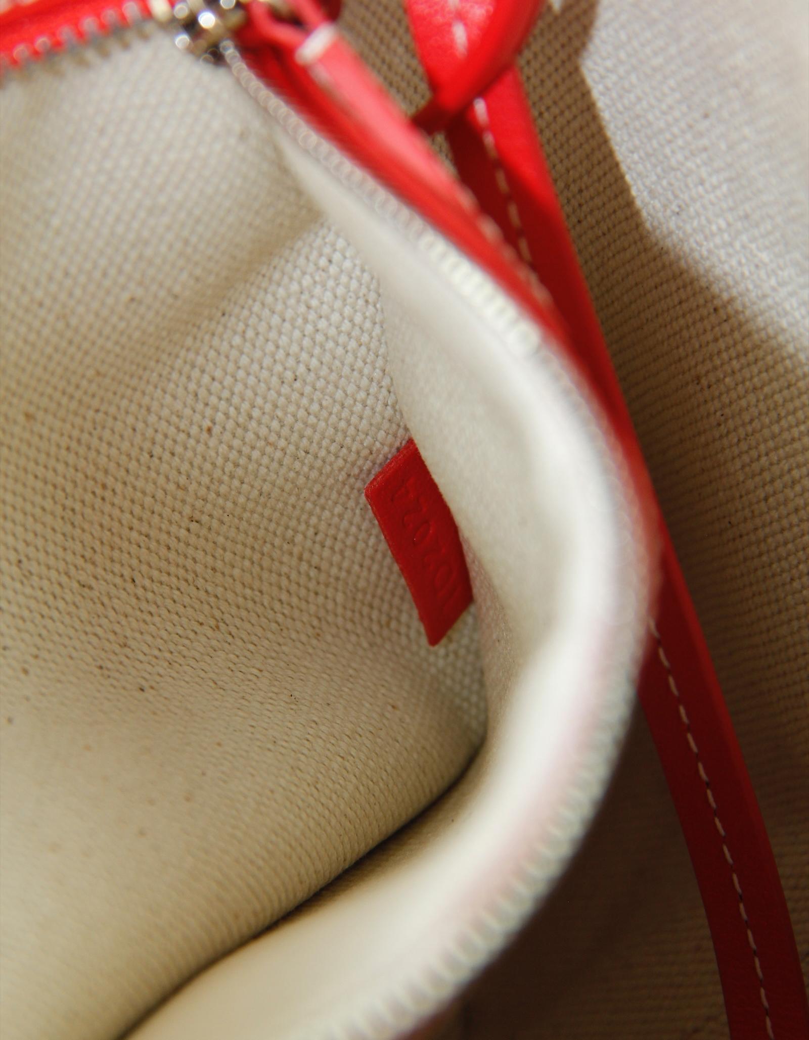 Moynat Red/White Canvas Monogram M MM Tote Bag w/ Insert 3