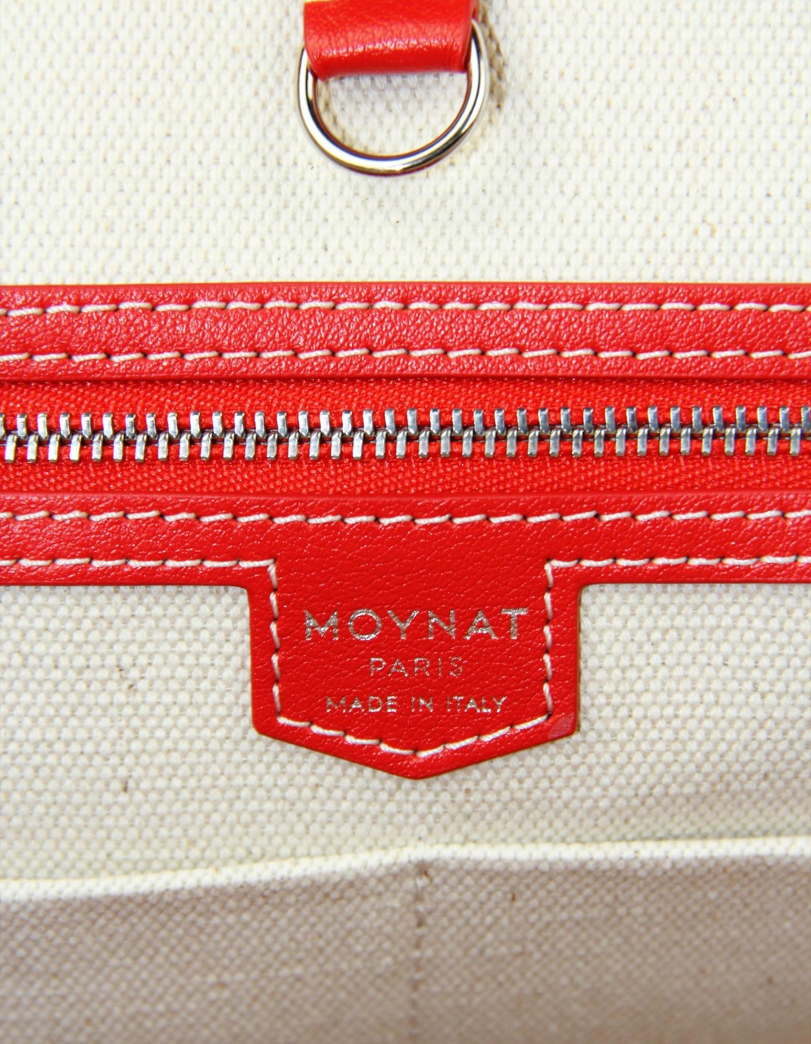 Moynat Red/White Canvas Monogram M MM Tote Bag w/ Insert 4