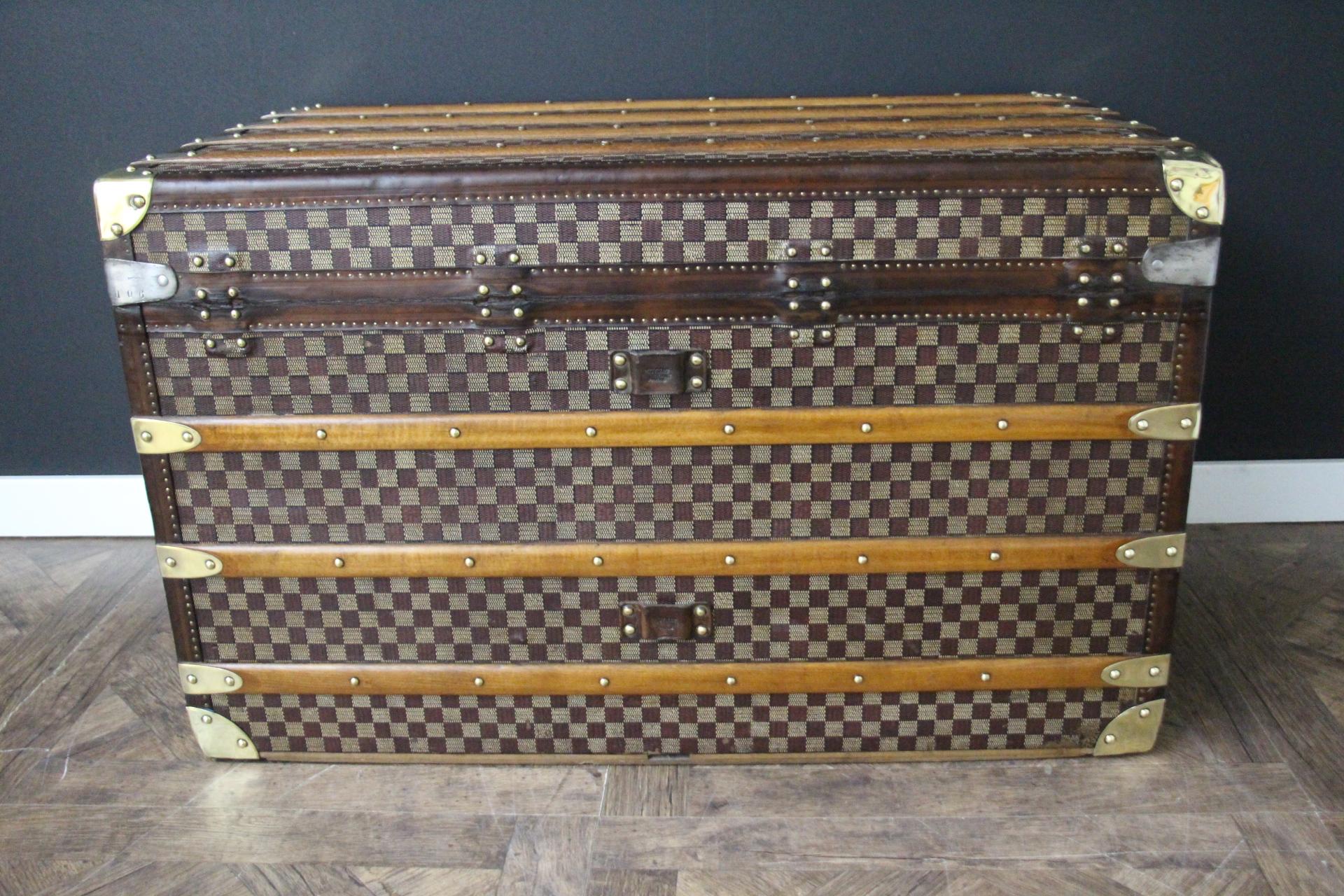 Moynat Trunk, Moynat Steamer Trunk, 100 cm Moynat Courrier Trunk, Moynat Luggage For Sale 2