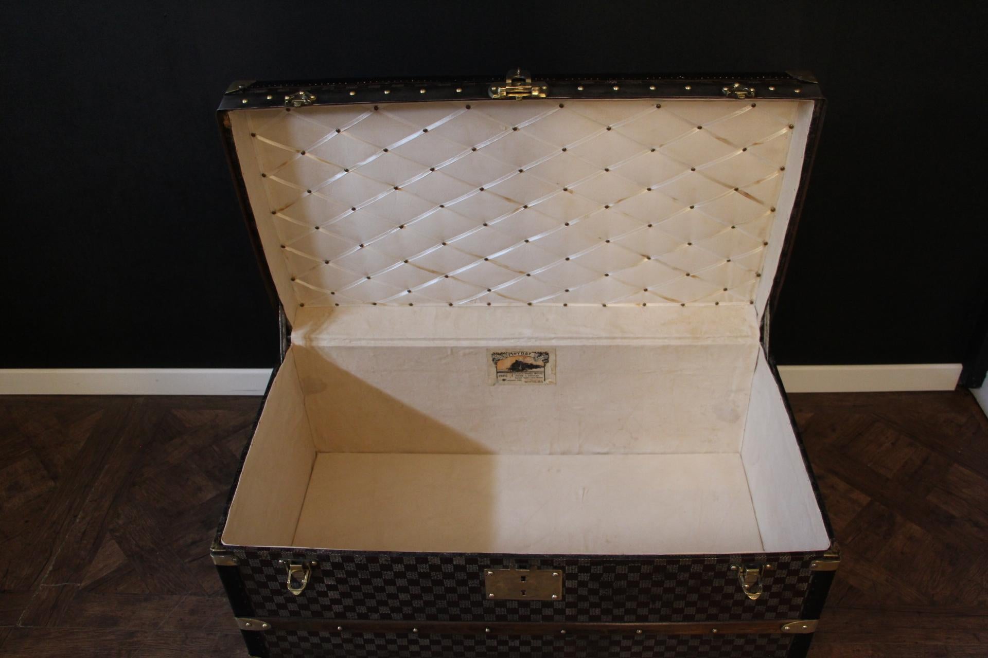 Moynat Trunk with Checkers Pattern, Moynat Steamer Trunk, Moynat Trunk 9