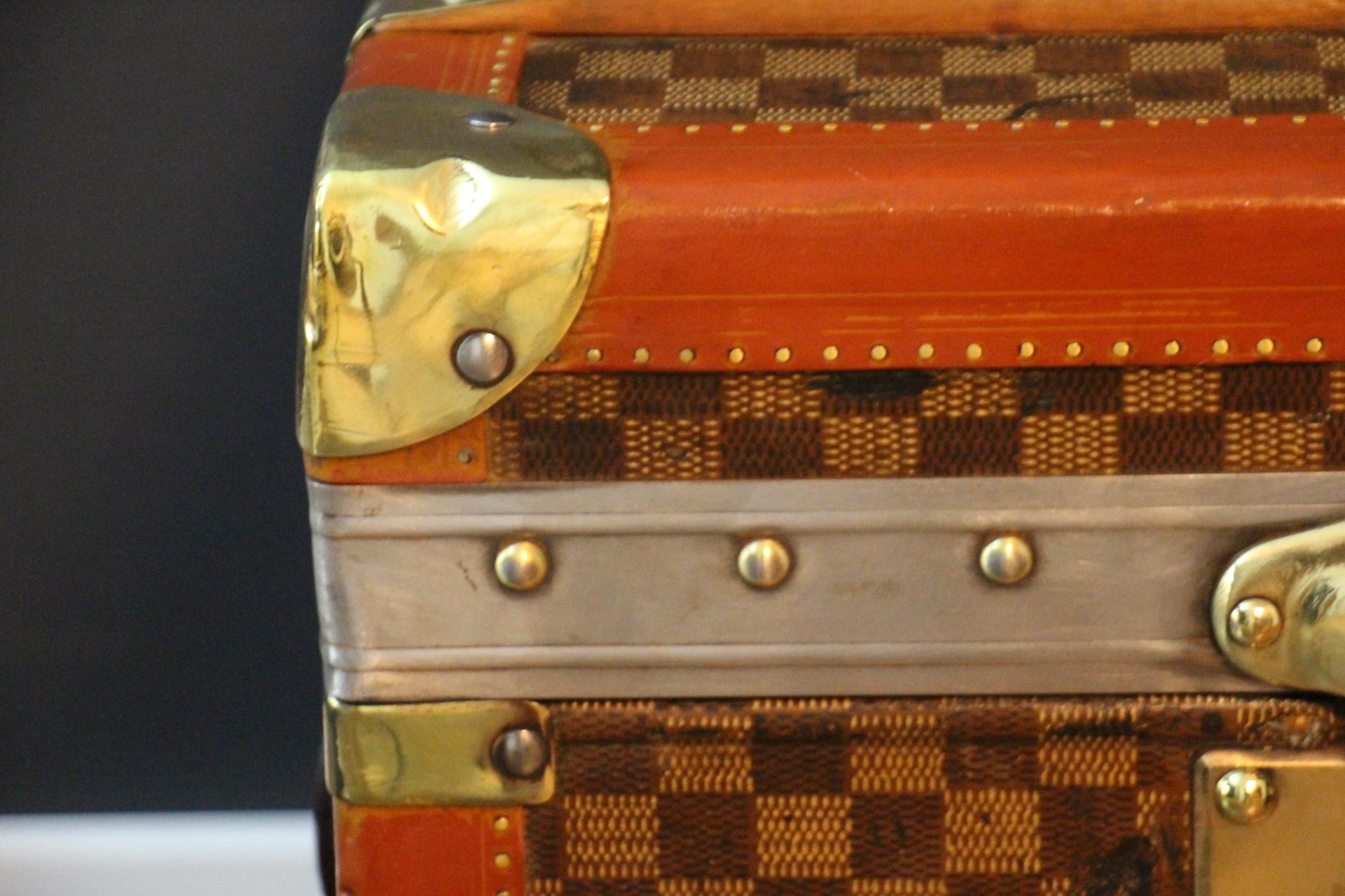 Moynat Trunk with Checkers Pattern, Moynat Steamer Trunk, Moynat Trunk In Good Condition In Saint-Ouen, FR