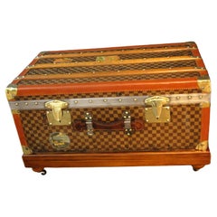 Antique Moynat Trunk with Checkers Pattern, Moynat Steamer Trunk, Moynat Trunk