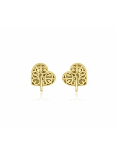 Mozafarian Diamond, Yellow & White Gold Heart Stud Earrings