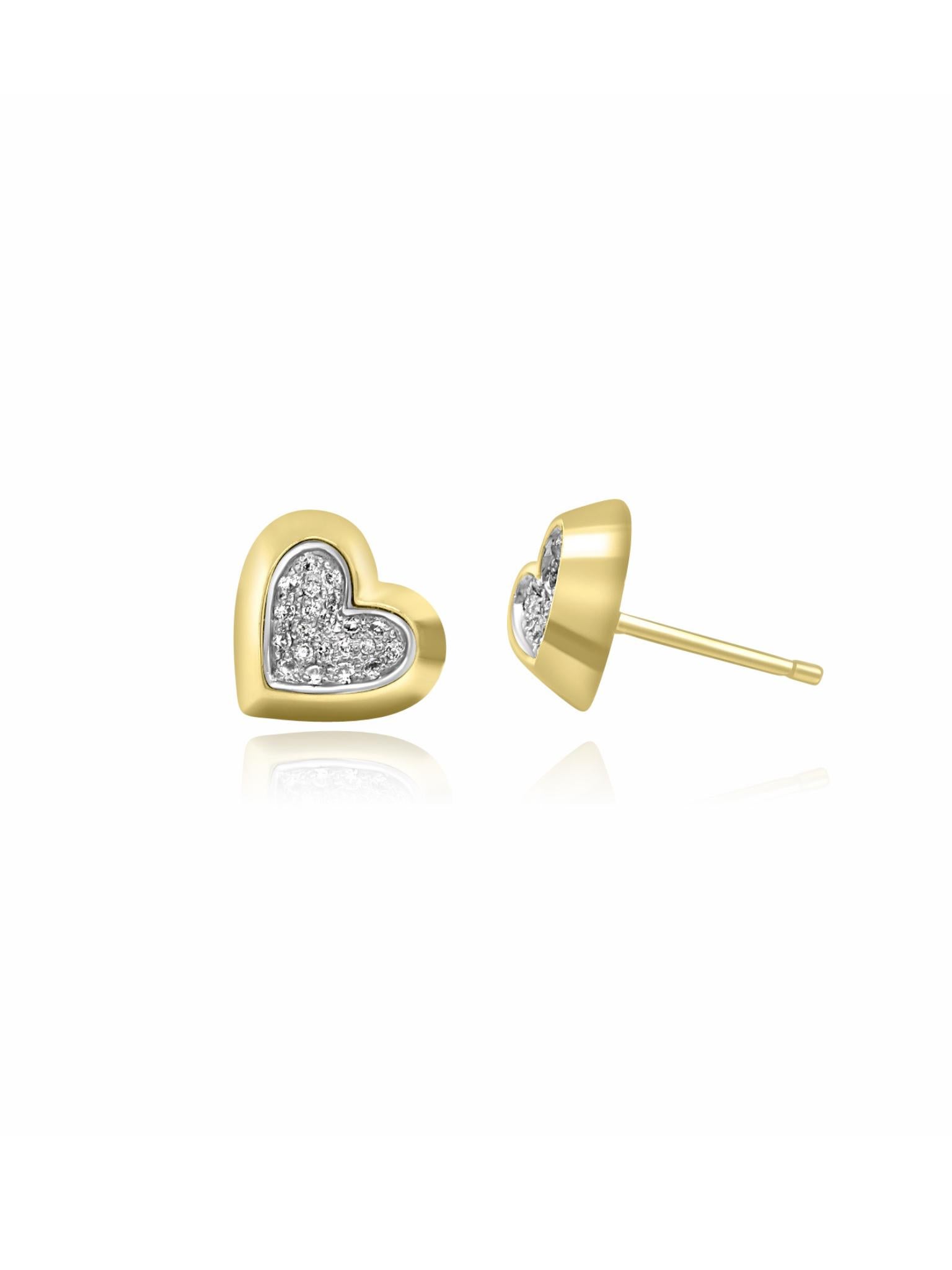 Brilliant Cut Mozafarian 18K Gold and Diamond Heart Studs For Sale