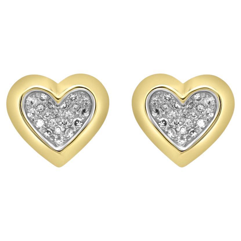 Mozafarian 18K Gold and Diamond Heart Studs For Sale