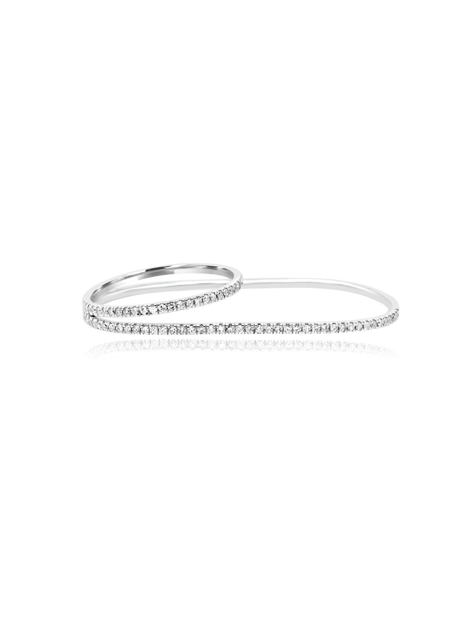Round Cut Mozafarian 18K Gold Dual Ring with Diamonds For Sale