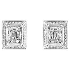 Mozafarian 18K Gold Earrings with Baguette and Round Cut Diamonds